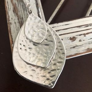 Silver hammered metal 3 Lead Pendant Necklace